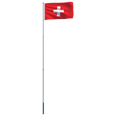 vidaXL Σημαία Ελβετίας 6 μ. με Ιστό Αλουμινίου