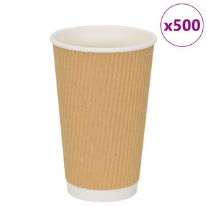 vidaXL Χάρτινα ποτήρια καφέ 500 τεμάχια 16oz 400ml καφέ