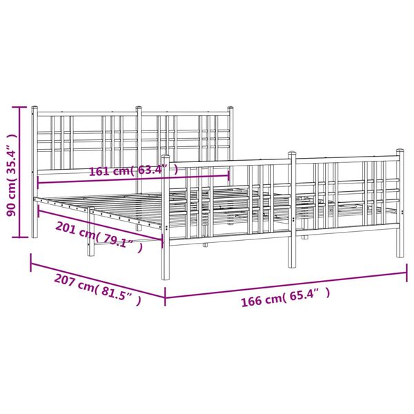 vidaXL Πλαίσιο Κρεβατιού με Κεφαλάρι&Ποδαρικό Λευκό 160x200εκ. Μέταλλο