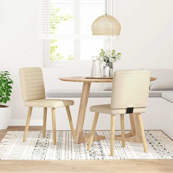 vidaXL Καρέκλες Τραπεζαρίας 2 τεμ. Κρεμ Υφασμάτινες