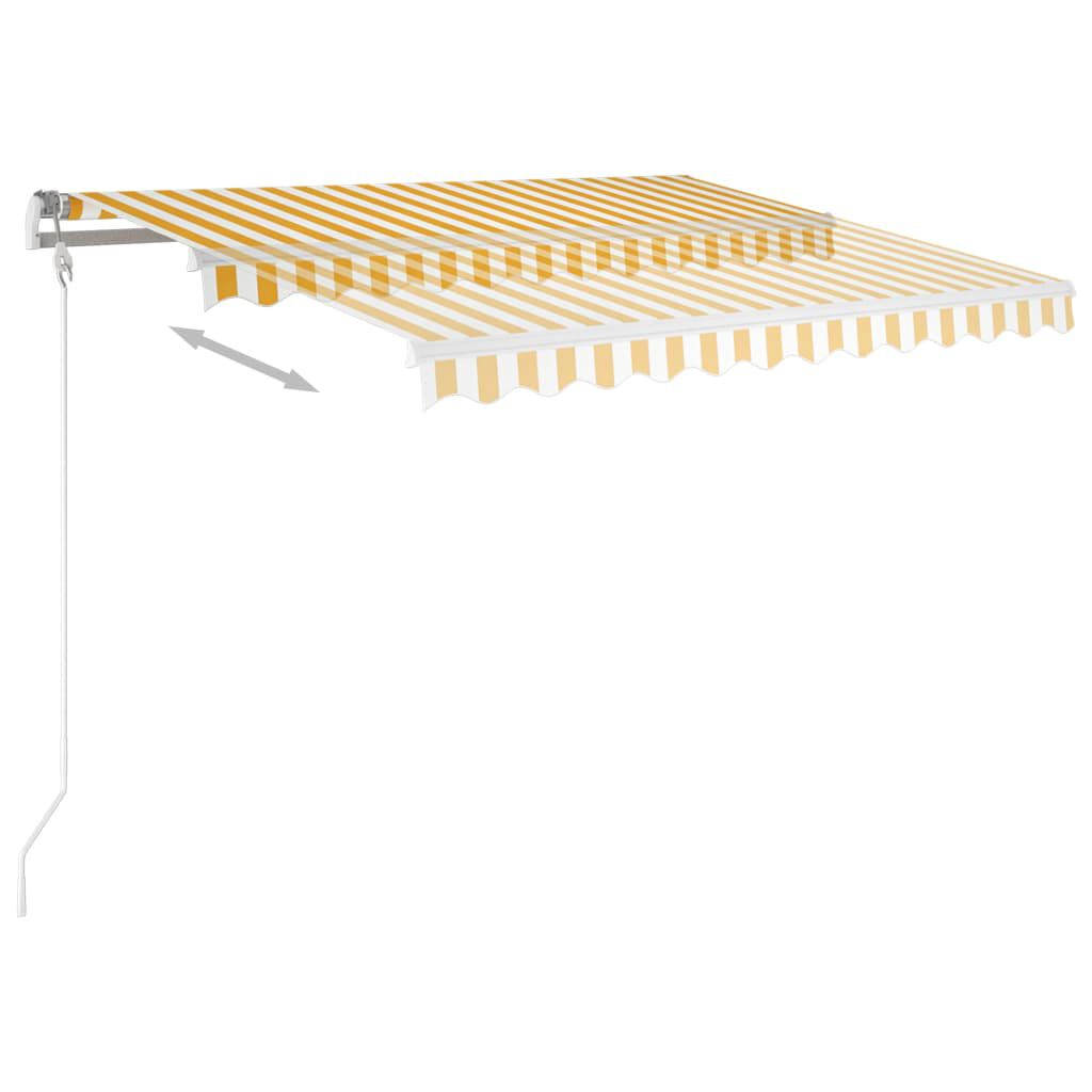 vidaXL Τέντα Αυτόματη με LED & Αισθ. Ανέμου Κίτρινο/Λευκό 350x250 εκ.