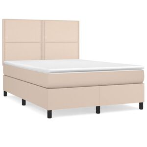 vidaXL Κρεβάτι Boxspring με Στρώμα Καπουτσίνο 140x200εκ.από Συνθ.Δέρμα