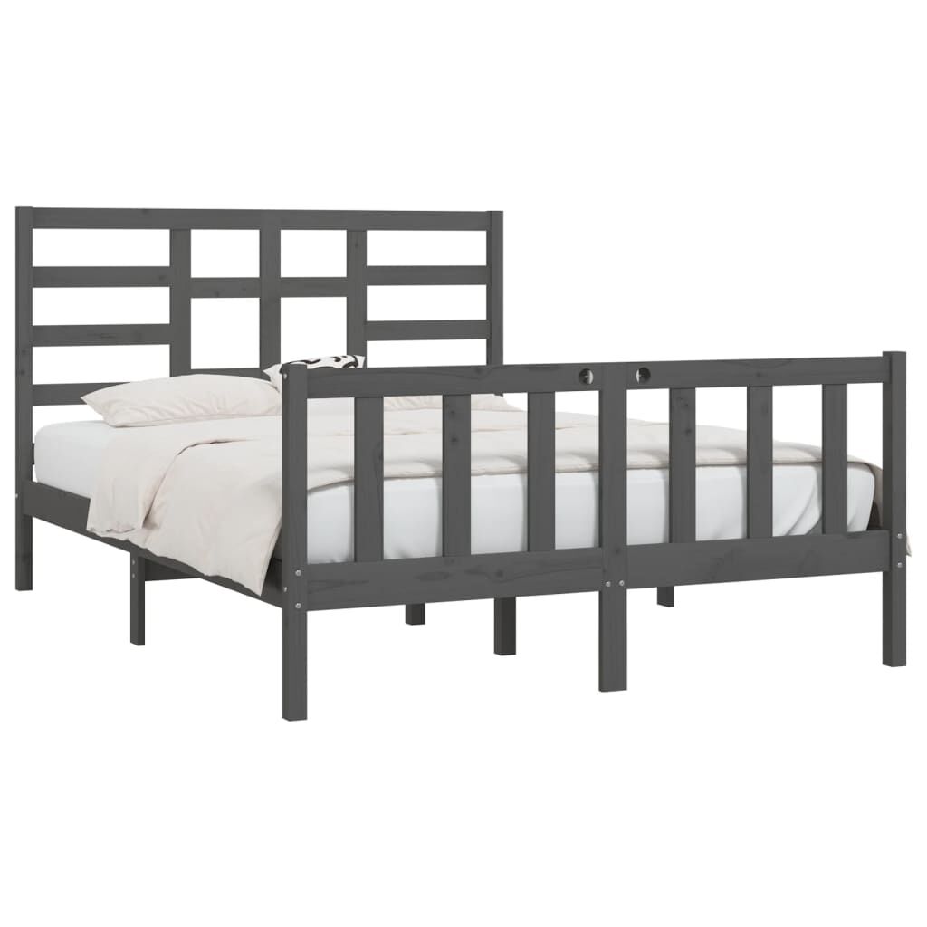 vidaXL Πλαίσιο Κρεβατιού Γκρι 150 x 200 εκ. Μασίφ Ξύλο King Size