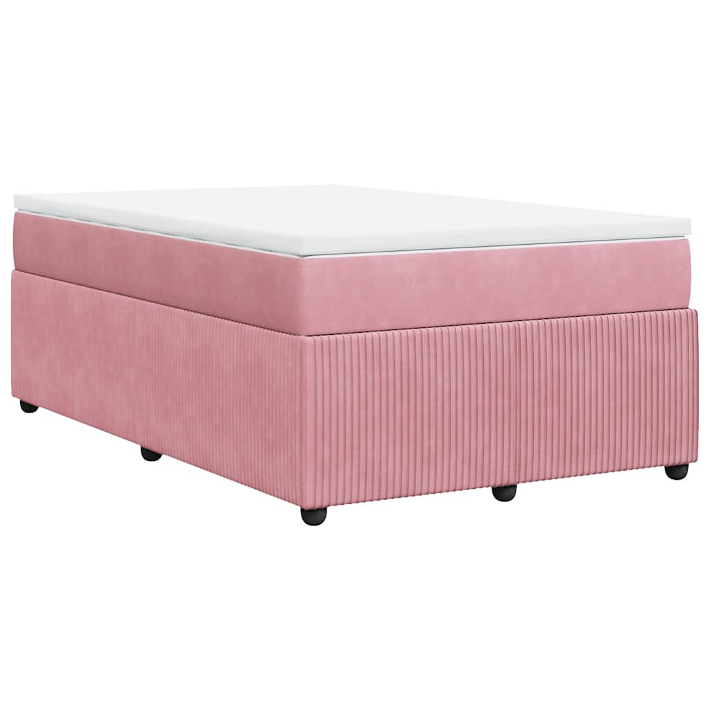 vidaXL Κρεβάτι Boxspring με Στρώμα Ροζ 120x190 εκ. Βελούδινο