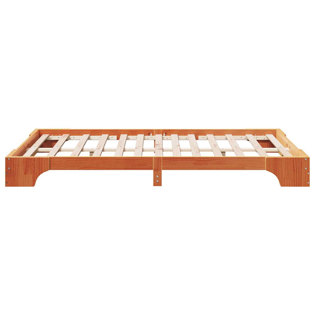 vidaXL Κρεβάτι Καφέ κερί Μασίφ ξύλο πεύκου 140 x 190 εκ. Ανθεκτικό