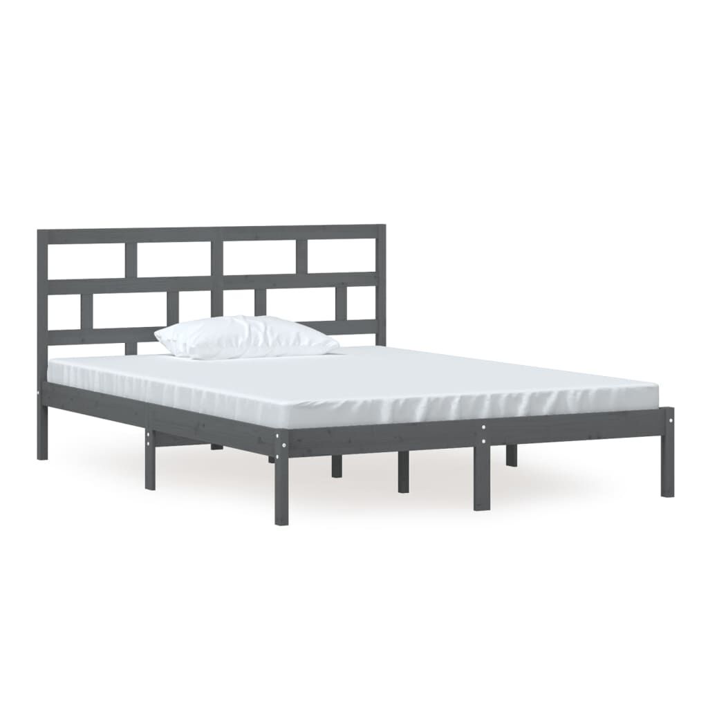 vidaXL Πλαίσιο Κρεβατιού Γκρι 150 x 200 εκ. Μασίφ Ξύλο King Size