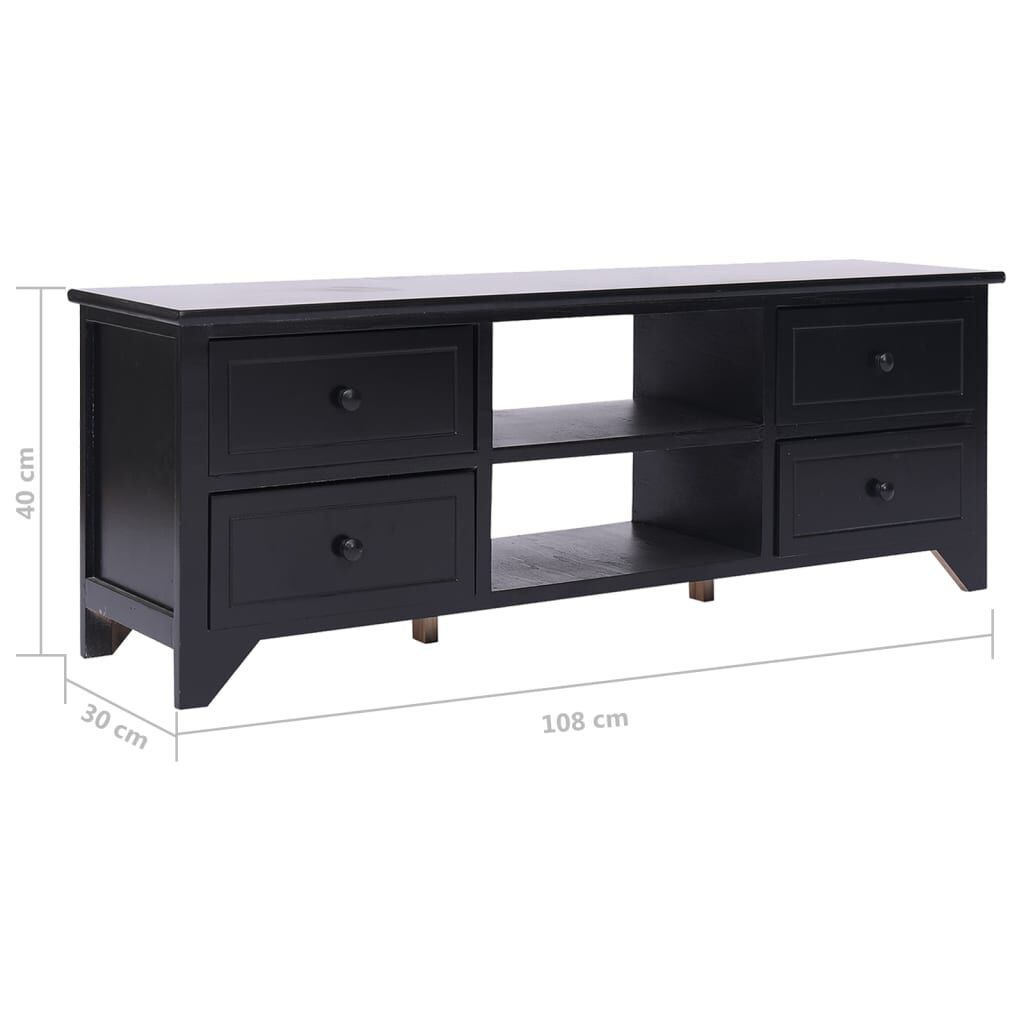 vidaXL Έπιπλο Τηλεόρασης Μαύρο 108x30x40 εκ. από Μασίφ Ξύλο Παυλώνιας