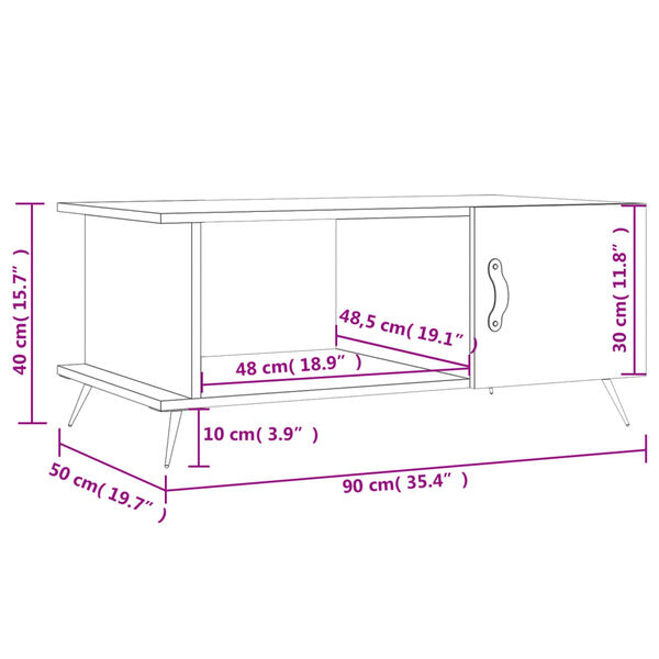 vidaXL Τραπεζάκι Σαλονιού Sonoma Δρυς 90x50x40 εκ. Επεξεργασμένο Ξύλο
