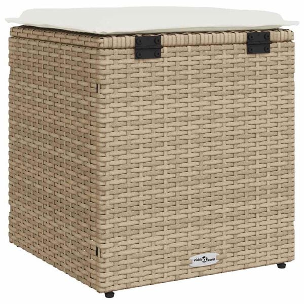 vidaXL σκαμπό κήπου με μαξιλάρια 2 τεμάχια Μπεζ 40x40x43 cm