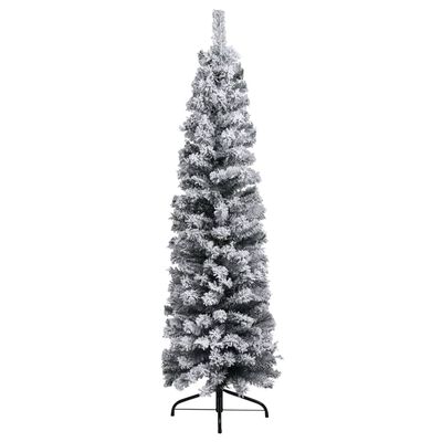 vidaXL Χριστουγεννιάτικο Δέντρο Τεχνητό Slim με Χιόνι Πράσινο 150 εκ.