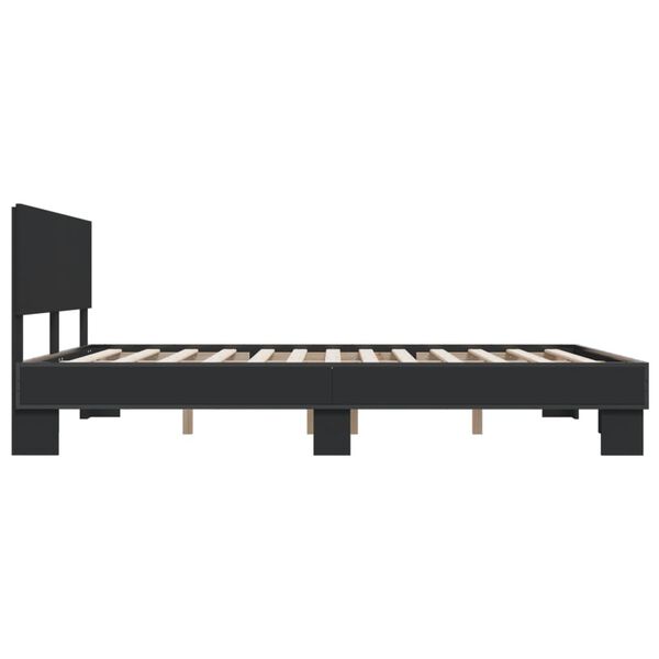 vidaXL Πλαίσιο Κρεβατιού Μαύρο 160x200 εκ. Επεξ. Ξύλο & Μέταλλο