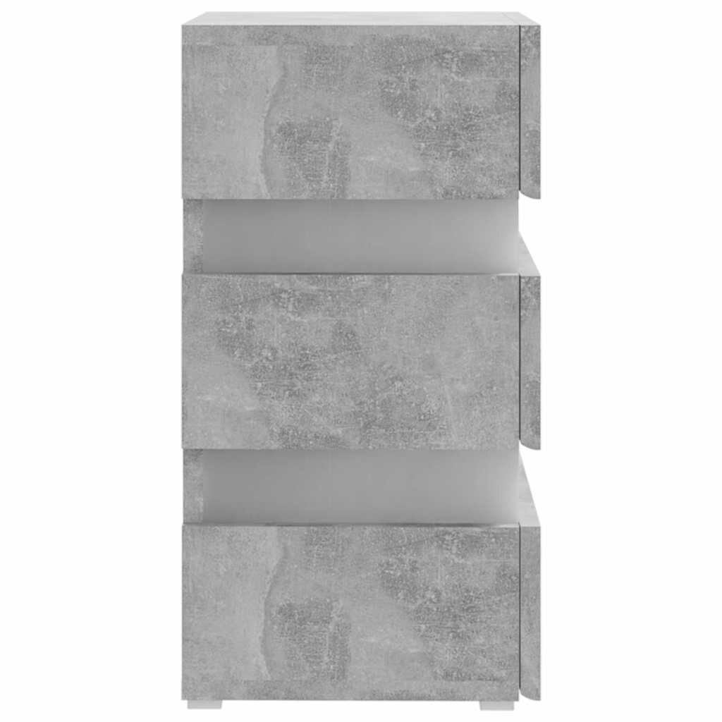 vidaXL Κομοδίνο με LED Γκρι Σκυροδέματος 45x35x67 εκ. Επεξεργασμ. Ξύλο