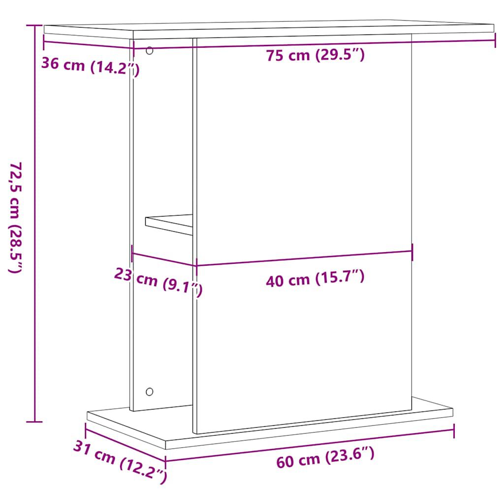 vidaXL Βάση Ενυδρείου Μαύρη Δρυς 75x36x72,5 εκ. από Τεχνητό Ξύλο