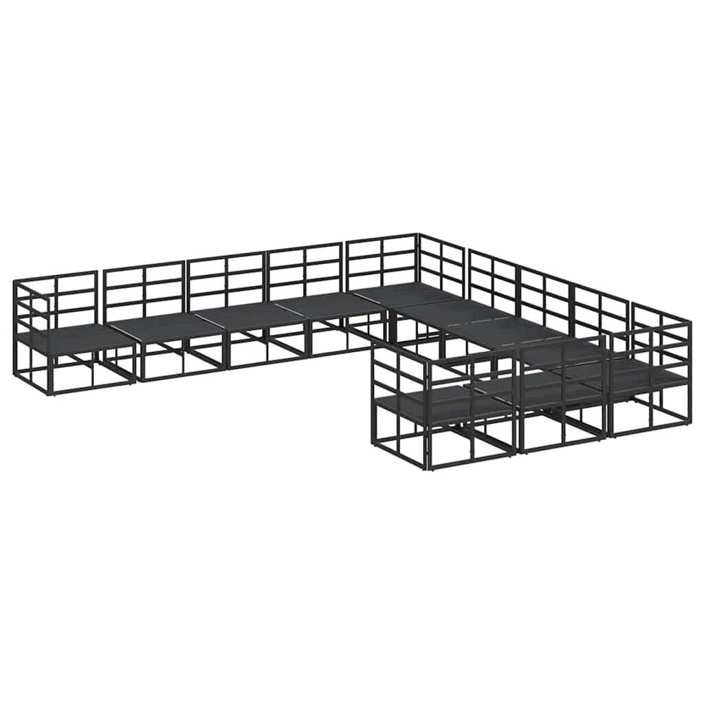 vidaXL Σετ Καναπέ Κήπου με μαξιλάρι 11 pcs Μαύρο Αλουμίνιο