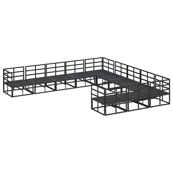 vidaXL Σετ Καναπέ Κήπου με μαξιλάρι 11 pcs Μαύρο Αλουμίνιο