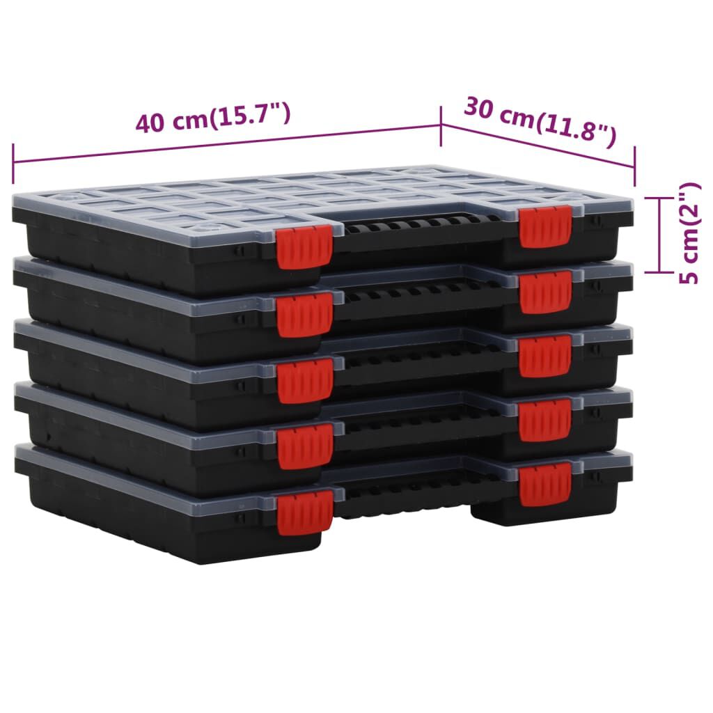 vidaXL Κουτιά Ταξινόμησης 5 τεμ. 40 x 30 x 5 εκ. από Πολυπροπυλένιο