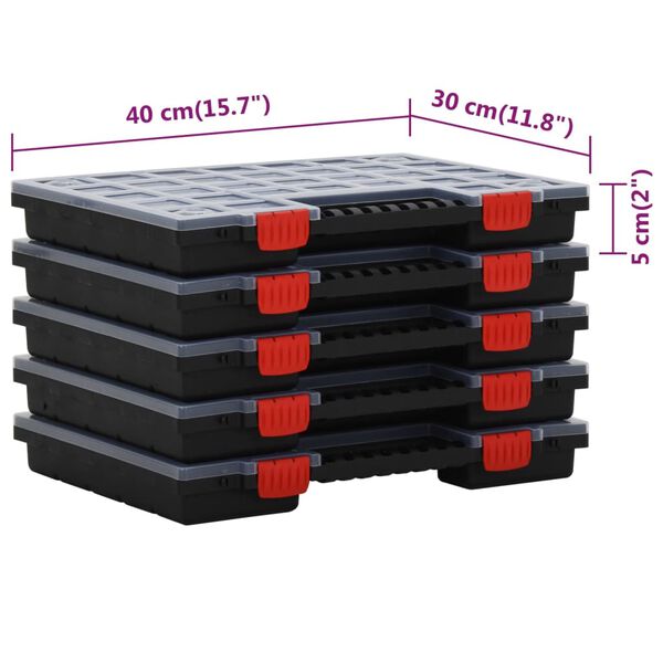 vidaXL Κουτιά Ταξινόμησης 5 τεμ. 40 x 30 x 5 εκ. από Πολυπροπυλένιο