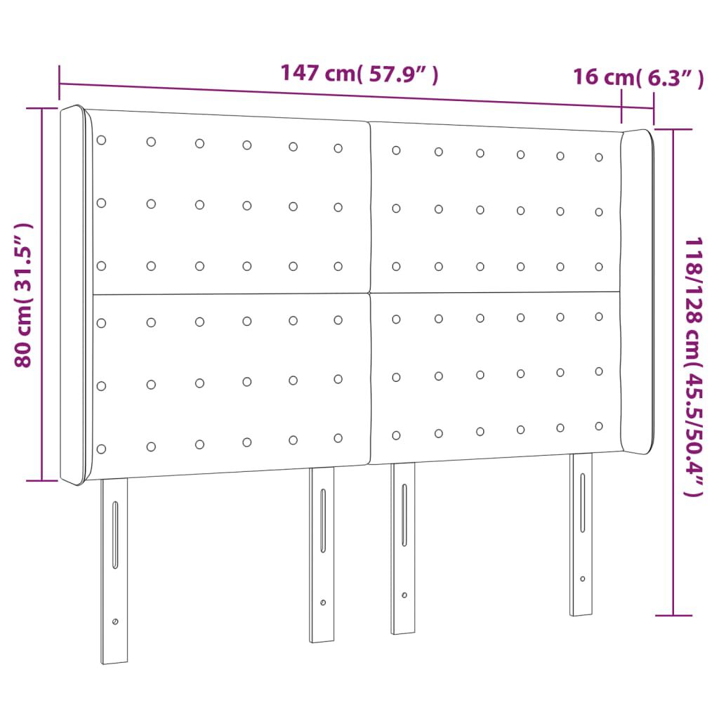 vidaXL Κεφαλάρι Κρεβατιού LED Μπλε 147x16x118/128 εκ. Υφασμάτινο