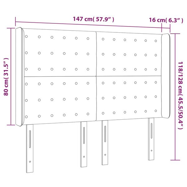 vidaXL Κεφαλάρι Κρεβατιού LED Μπλε 147x16x118/128 εκ. Υφασμάτινο