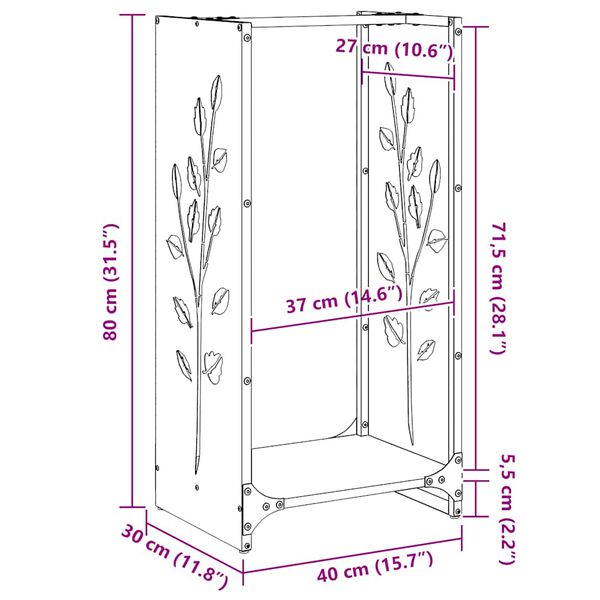vidaXL Ράφι Καυσόξυλων Λευκό 40x30x80 εκ. Χάλυβας ψυχρής έλασης