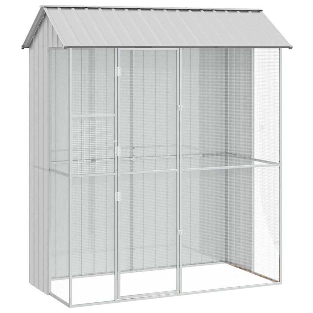 vidaXL Κλουβί Πουλιών Γκρι 215 x 110 x 247 εκ. Γαλβανισμένος χάλυβας