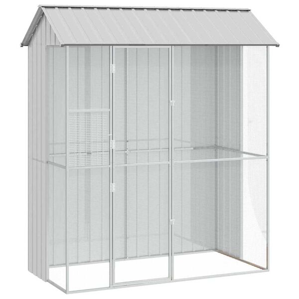 vidaXL Κλουβί Πουλιών Γκρι 215 x 110 x 247 εκ. Γαλβανισμένος χάλυβας