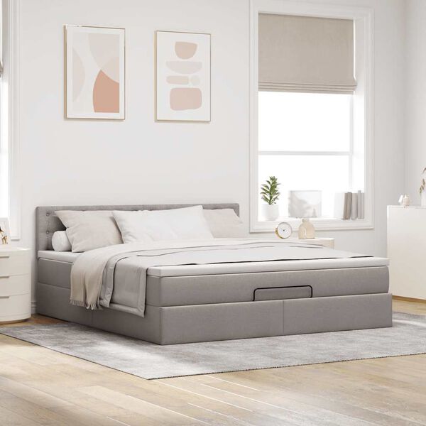vidaXL &Omicron;&theta;&omega;&mu;&alpha;&nu;&iota;&kappa;ό &kappa;&rho;&epsilon;&beta;ά&tau;&iota; &mu;&epsilon; &sigma;&tau;&rho;ώ&mu;&alpha; Taupe 160x200cm ύ&phi;&alpha;&sigma;&mu;&alpha;