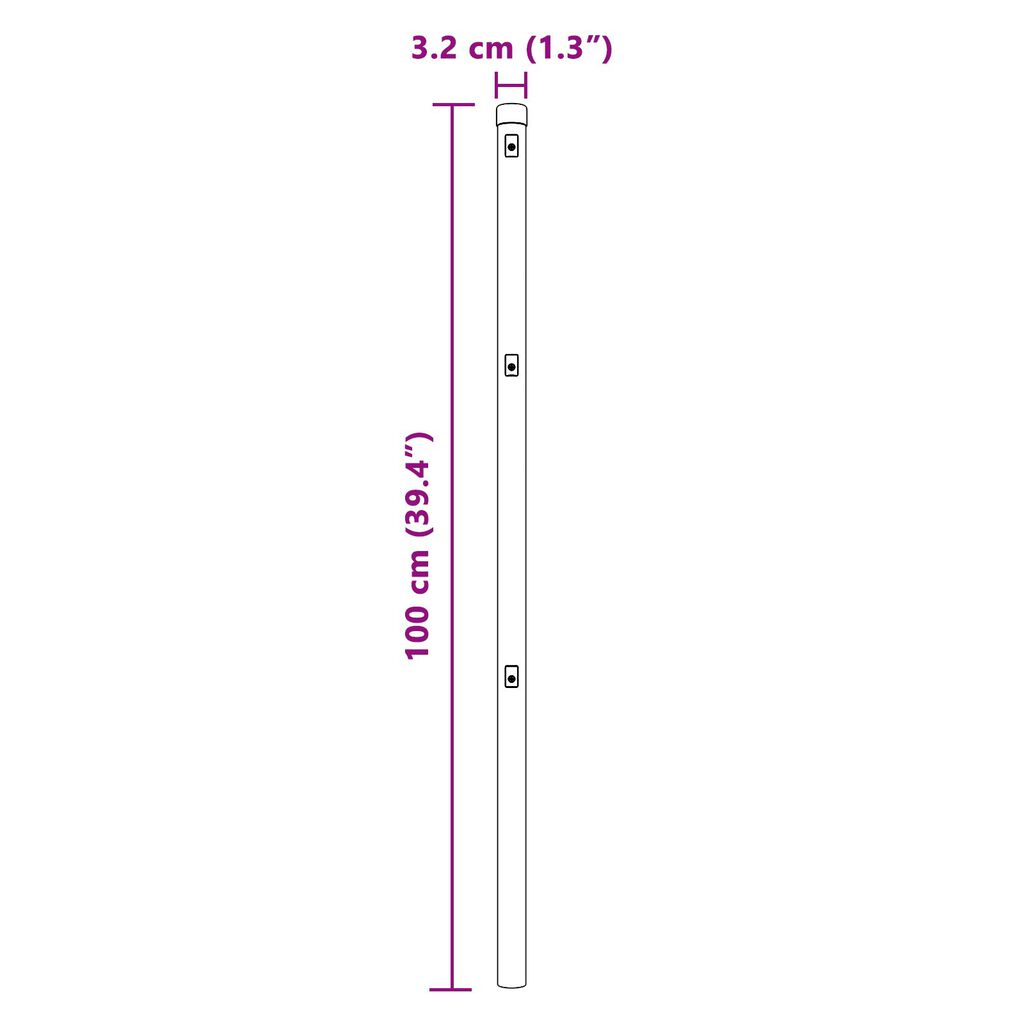 vidaXL Στηλοί φράχτη 52 τεμ Πράσινο Ø32 mm 100 cm Γαλβανισμένο ατσάλι