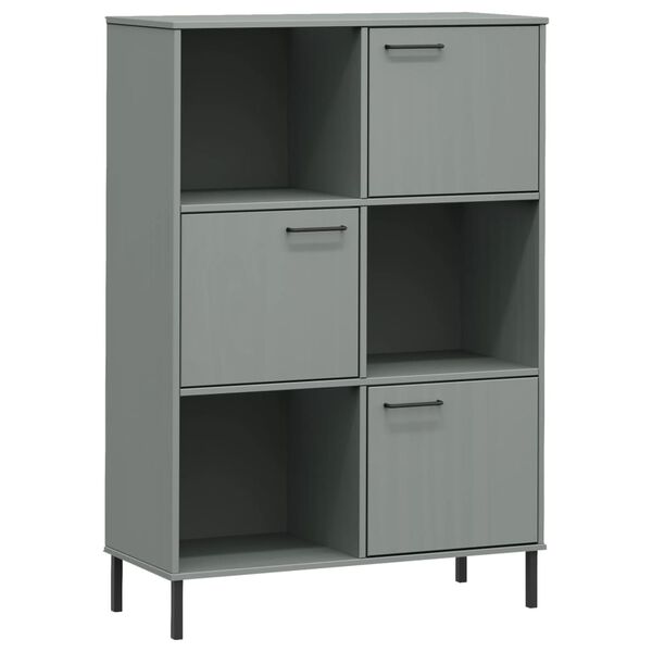 vidaXL Βιβλιοθήκη OSLO Γκρι 90x35x128,5 εκ. Μασίφ Ξύλο με Μετ. Πόδια