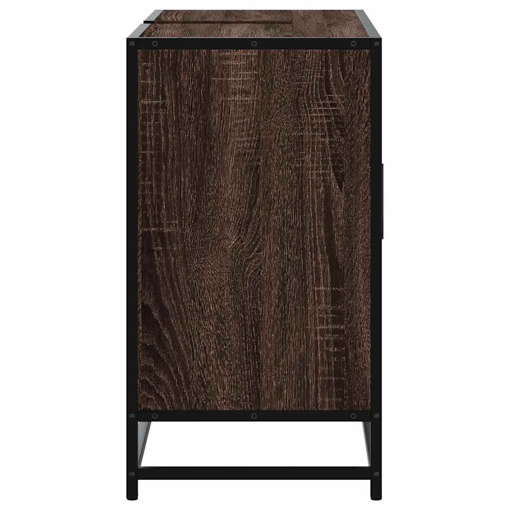 vidaXL Ντουλάπι Μπάνιου Νιπτήρα Καφέ Δρυς 80 x 33 x 60 εκ. Επεξ. Ξύλο