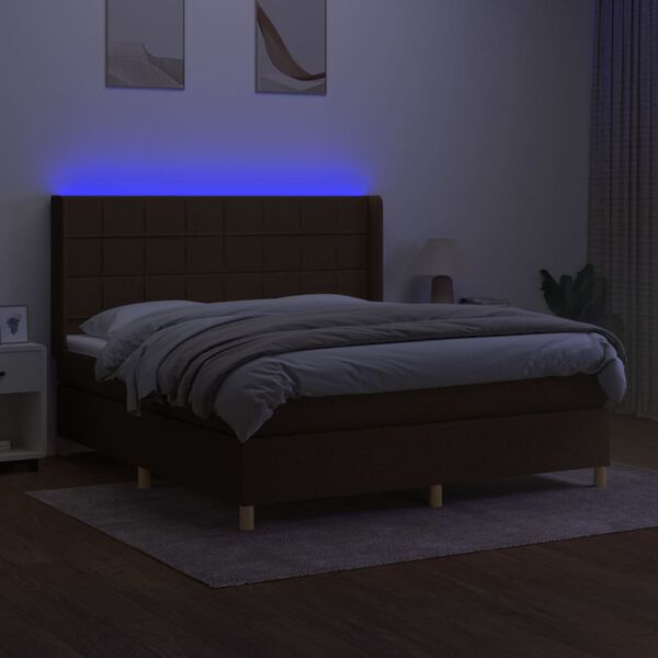 vidaXL &Kappa;&rho;&epsilon;&beta;ά&tau;&iota; Boxspring &mu;&epsilon; &Sigma;&tau;&rho;ώ&mu;&alpha; & LED &Sigma;&kappa;.&Kappa;&alpha;&phi;έ 180x200&epsilon;&kappa;. &Upsilon;&phi;&alpha;&sigma;&mu;ά&tau;&iota;&nu;&omicron;