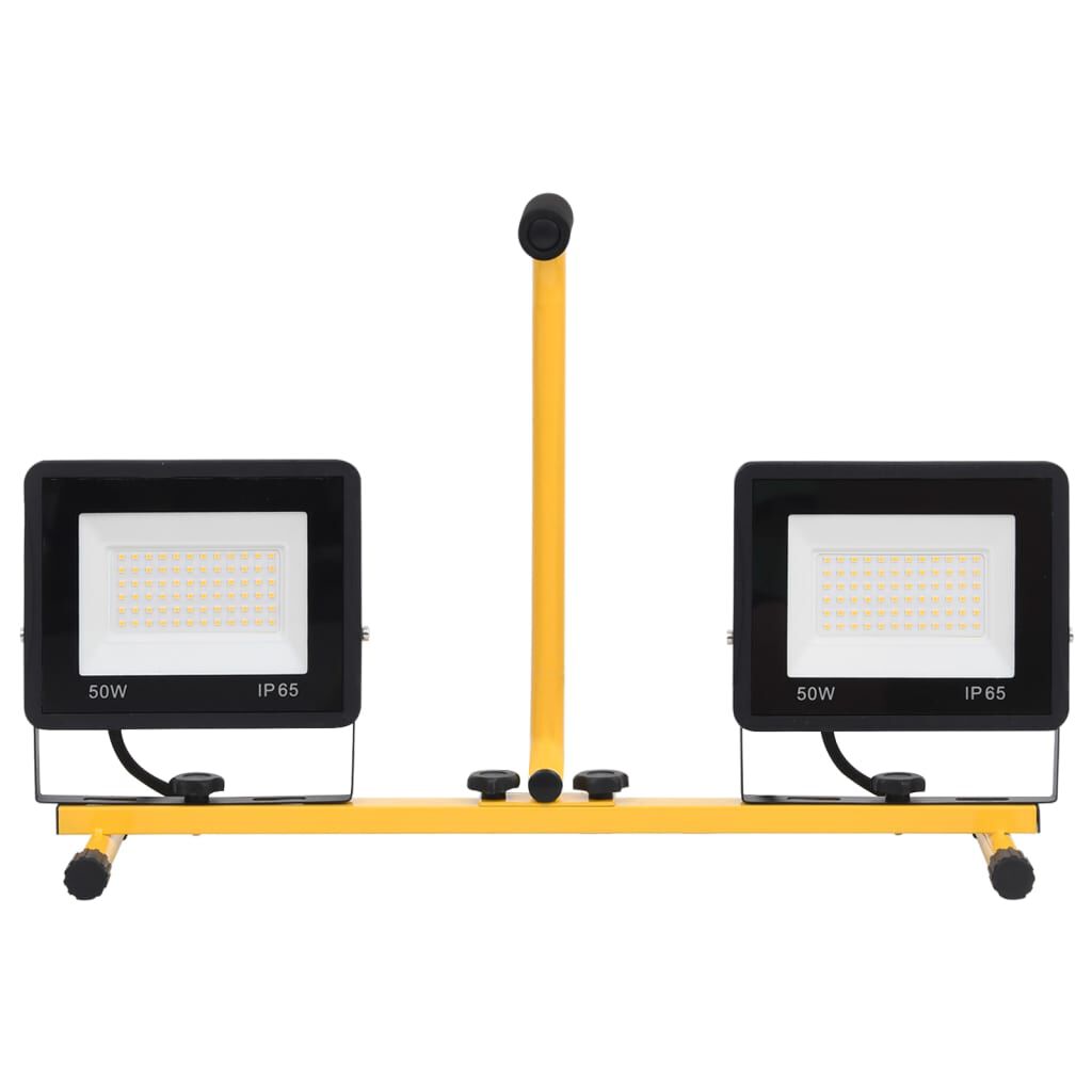vidaXL Προβολέας LED με Λαβή Θερμό Λευκό 2 x 50 W