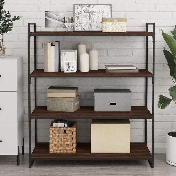 vidaXL Ράφια Τοίχου 4 τεμ. Καφέ Δρυς 100x40x1,5 εκ. από Επεξεργ. Ξύλο