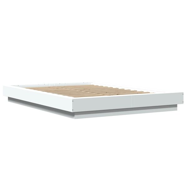 vidaXL Πλαίσιο Κρεβατιού με Φώτα LED Λευκό 140x200 εκ. Επεξ. Ξύλο