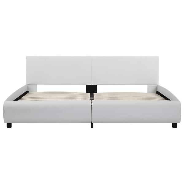 vidaXL Πλαίσιο Κρεβατιού με LED Λευκό 160x200 εκ. από Συνθετικό Δέρμα