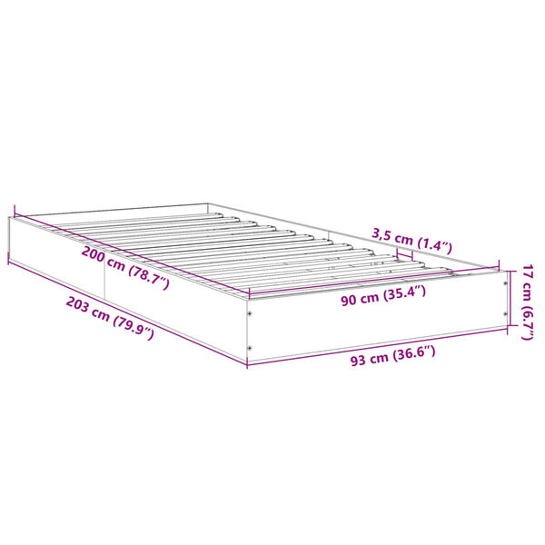 vidaXL Πλαίσιο Κρεβατιού Γκρι Sonoma 90x200 εκ. Επεξεργασμένο Ξύλο