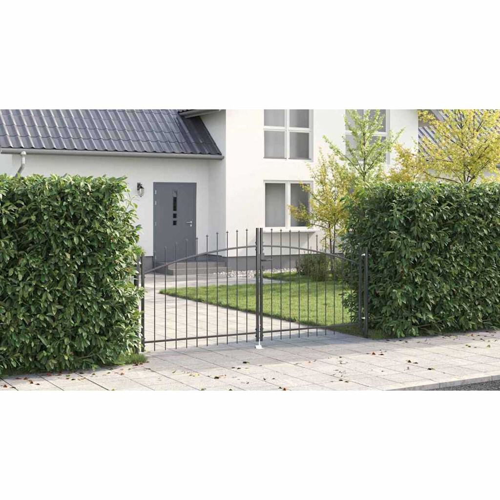 vidaXL Πύλη Κήπου με κλειδαριά Γκρι 100 x 300 cm Ατσάλι
