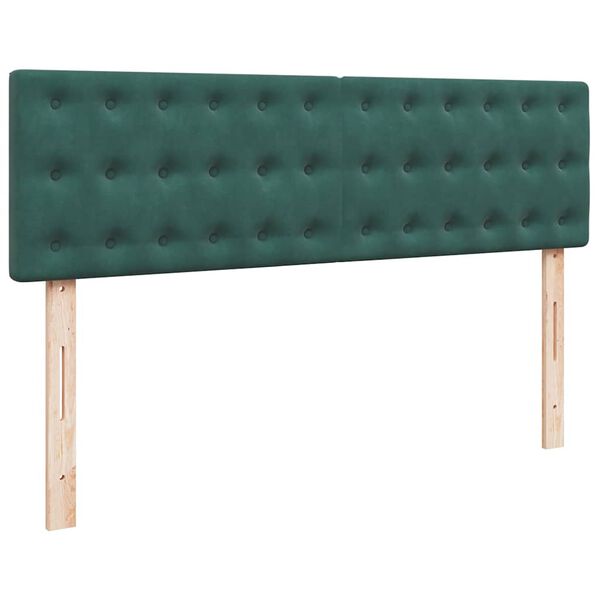 vidaXL Οθωμανικό κρεβάτι με στρώμα & LEDs Dark Green 160x200cm Velvet