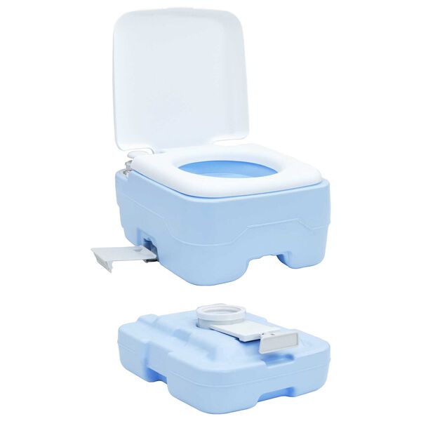 vidaXL Φορητή Τουαλέτα Κατασκήνωσης - 10L Δεξαμενή Φρέσκου Νερού & 10L Δεξαμενή Απορριμμάτων - Μπλε