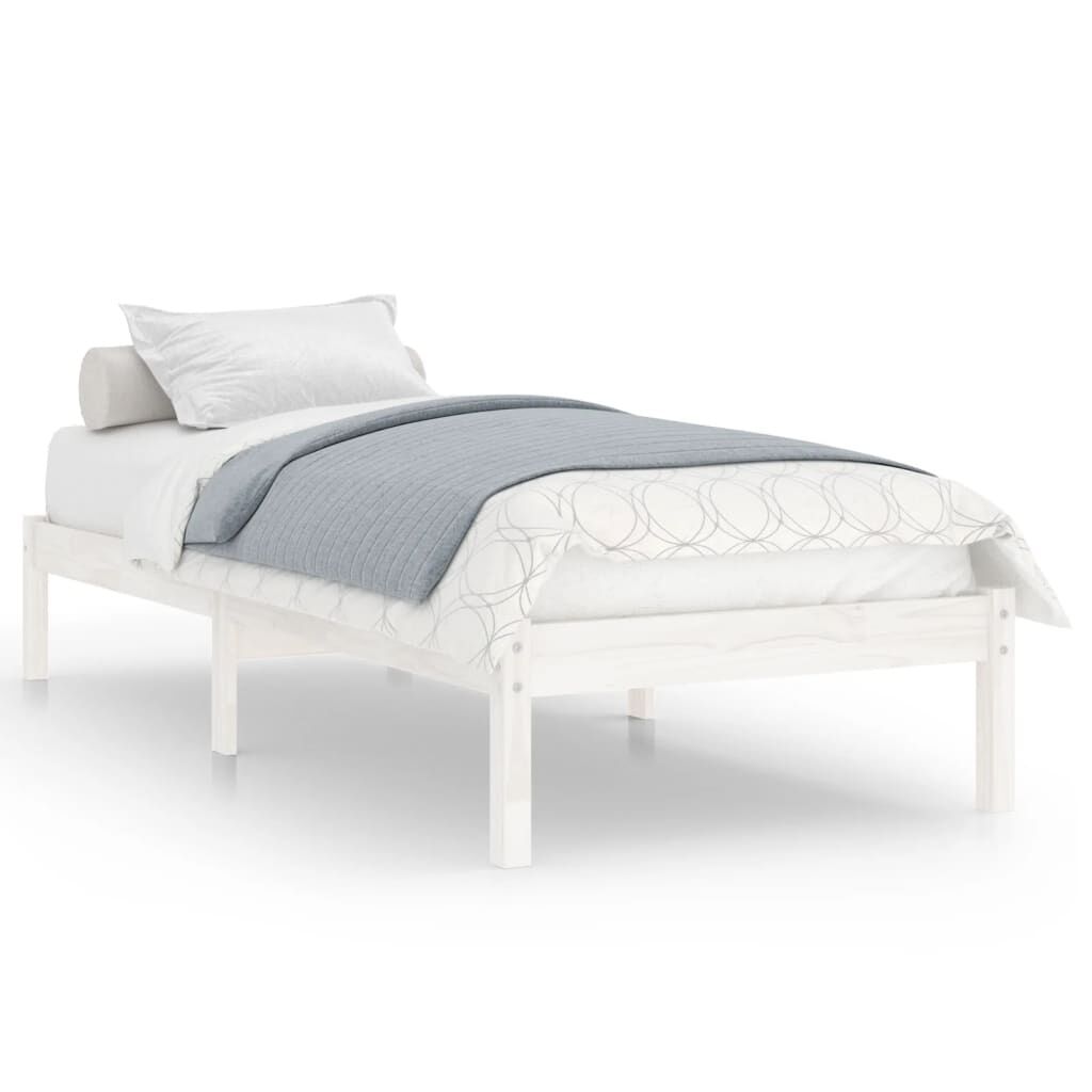 vidaXL Πλαίσιο Κρεβατιού Λευκό 90 x 190 εκ. Μασίφ Ξύλο Single