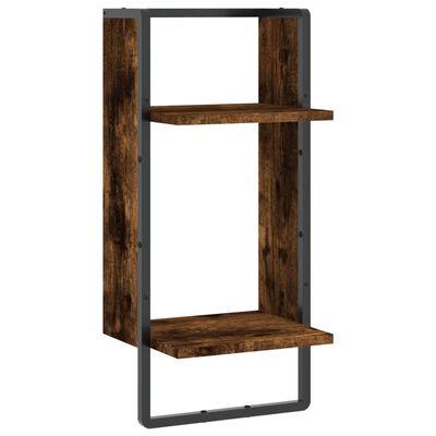 vidaXL Ράφι Τοίχου με Μπάρα Καπνιστή Δρυς 30 x 25 x 65 εκ.