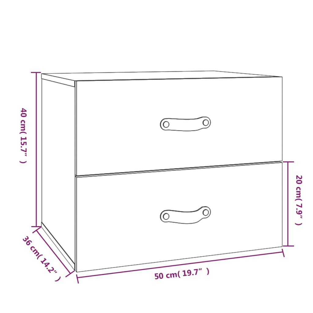 vidaXL Κομοδίνα Επιτοίχια 2 Τεμ. Καφέ Μελί 50 x 36 x 40 εκ.