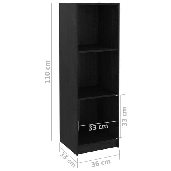 vidaXL Βιβλιοθήκη/Διαχωρ. Χώρου Μαύρο 36x33x110 εκ. Μασίφ Ξύλο Πεύκου