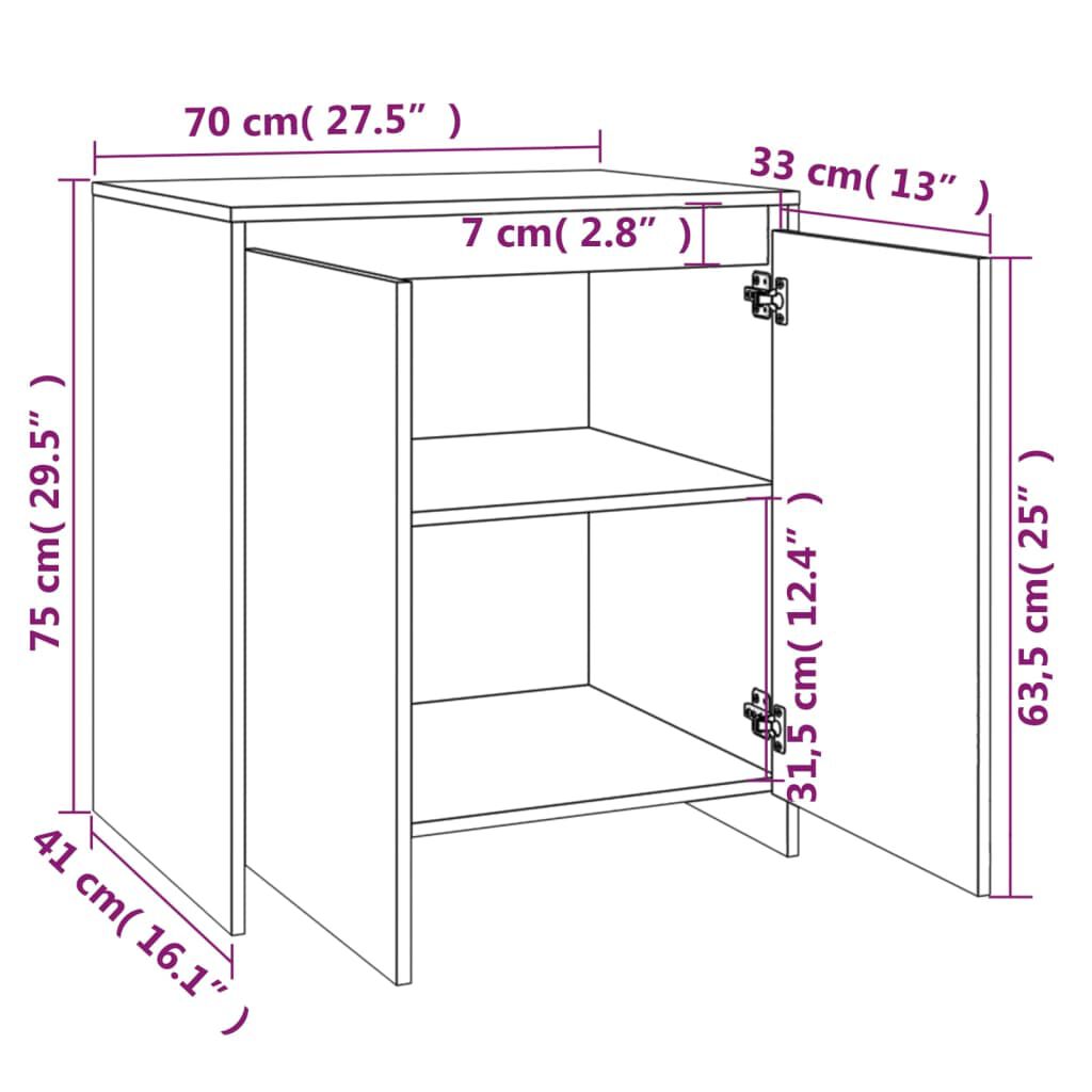 vidaXL Μπουφές Γκρι Σκυροδέματος 70x41x75 εκ. Επεξεργασμένο Ξύλο
