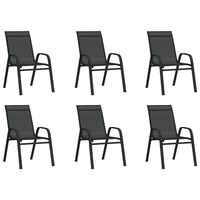 vidaXL Καρέκλες Κήπου Στοιβαζόμενες 6 τεμ. Μαύρες από Ύφασμα Textilene