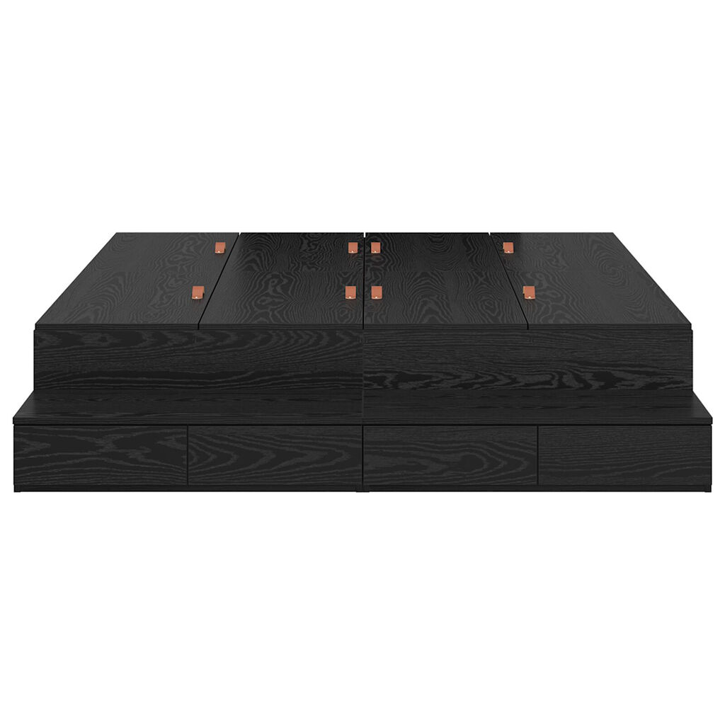 vidaXL Κρεβάτι Αποθήκευσης Μαύρο Δρυς 150x200 εκ