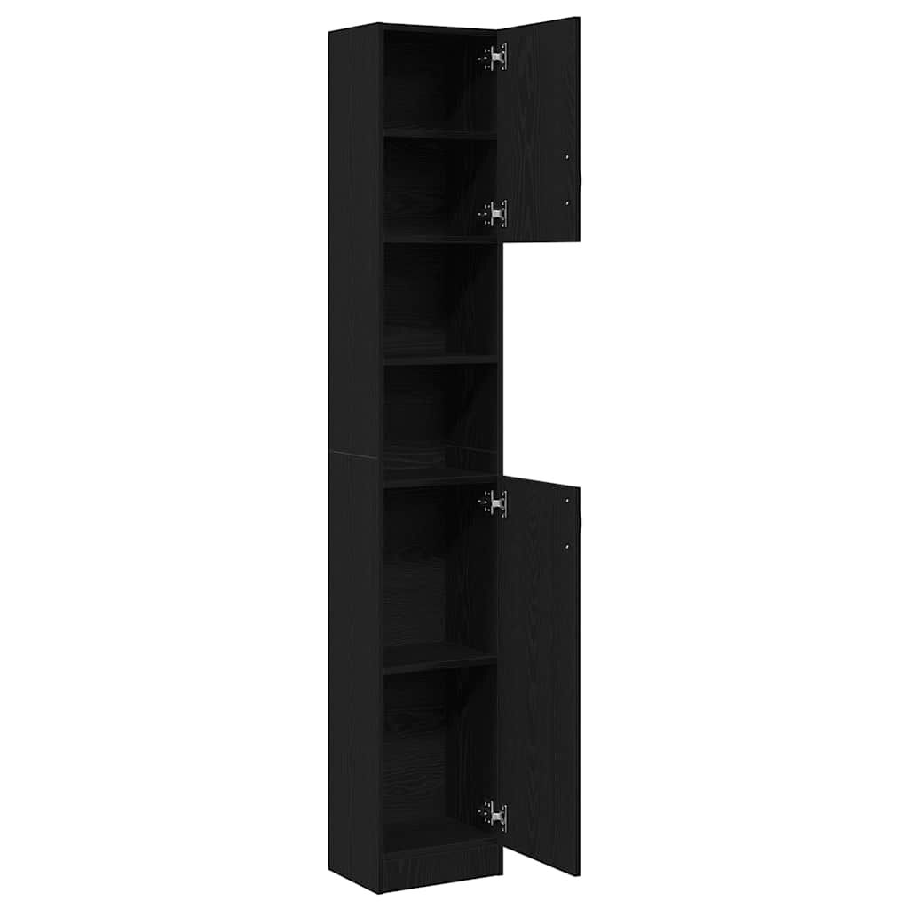 vidaXL Ντουλάπι Μπάνιου Μαύρο Δρυς 32x25,5x190 εκ. Επεξ. Ξύλο