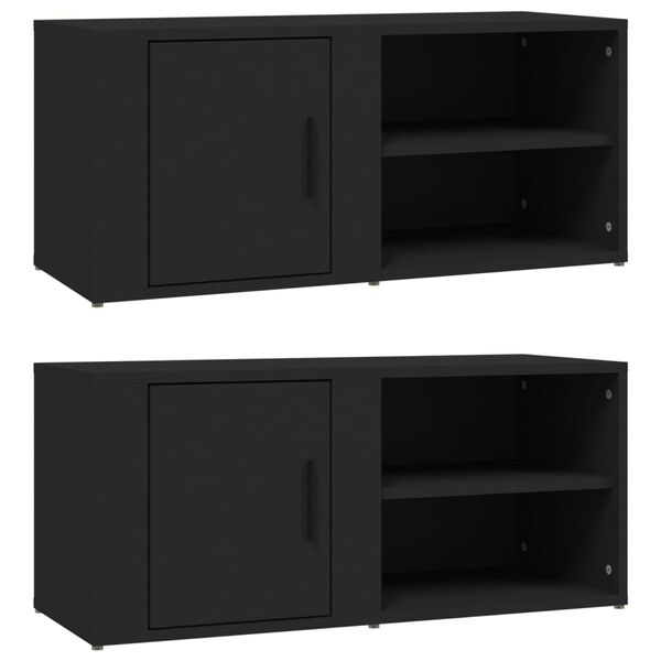 vidaXL Έπιπλα Τηλεόρασης 2 τεμ. Μαύρα 80x31,5x36εκ. Επεξεργασμένο Ξύλο