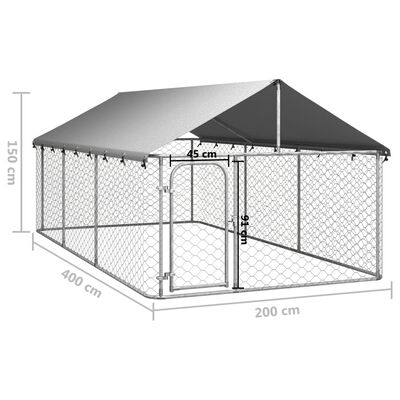 vidaXL Κλουβί Σκύλου Εξωτερικού Χώρου 400 x 200 x 150 εκ. με Στέγαστρο