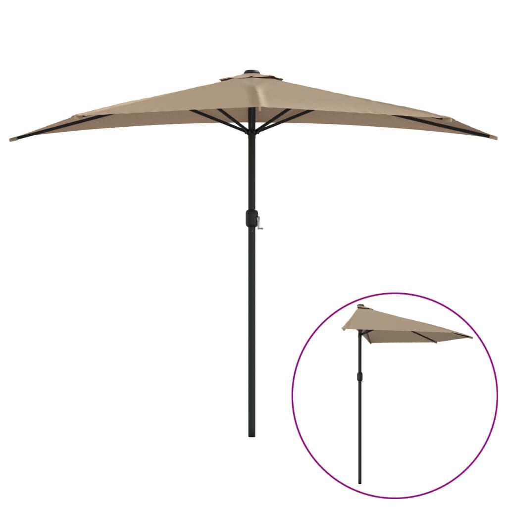 vidaXL Ομπρέλα Βεράντας Ημικυκλική Χρώμα Taupe 300x155 εκ Ιστός Αλουμ.